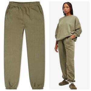 Adanola 100% Cotton Sweatpants in Olive Green